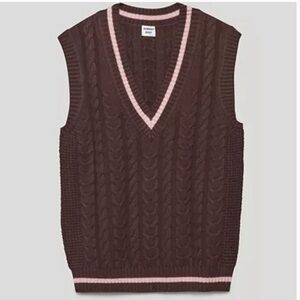 Aritzia Sunday Best Winston Long Sweater Vest | XL | Mocha Brown & Rose Pink